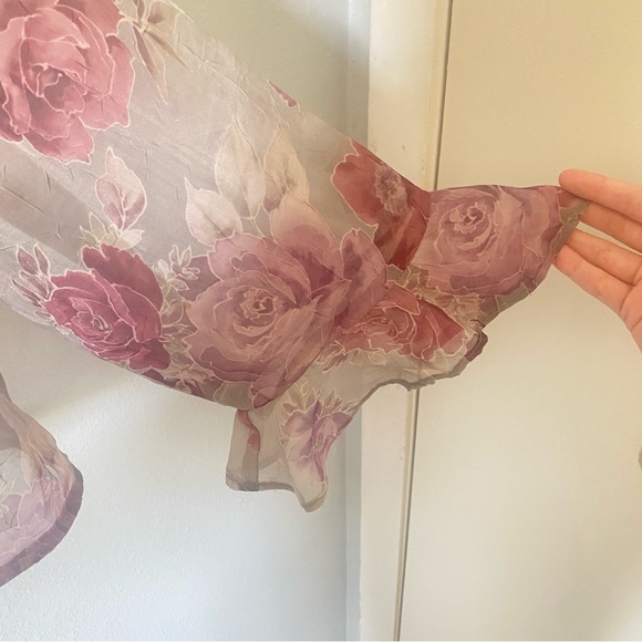 Lady Dorby vintage women’s sheer ruffle blouse size L floral fairycore whimsical - Picture 5 of 6